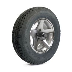 Pneu radial 175/80R13 6 plis LRC 1360 lbs Castle Rock et jante 13" 5 trous Five Star aluminium