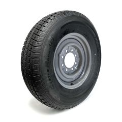 Pneu radial 235/85R16 12 plis LRF 3960 lbs Castle Rock et jante 16" 8 trous grise