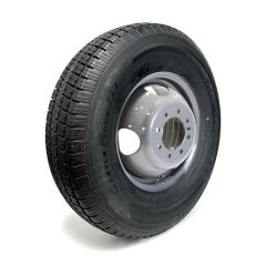 Pneu radial 235/85R16 12 plis LRF 3960 lbs Castle Rock et jante 16" 8 trous double grise