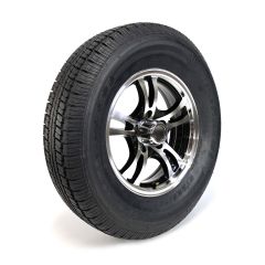 Pneu radial 225/75R15 8 plis LRD 2540 lbs Castle Rock et jante 15" 5 trous aluminium noir Jaguar