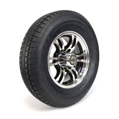 225/75R15 8 ply LRD 2450 lbs radial Castle Rock tire and 15" 6 holes aluminum Jaguar rim