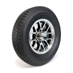 225/75R15 8 ply LRD 2540 lbs radial Castle Rock tire and 15" 6 holes black aluminum Condor rim
