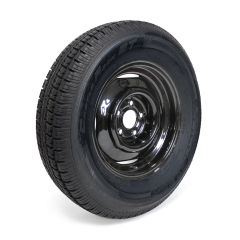 Pneu radial 225/75R15 10 plis LRE 2830 lbs Castle Rock et jante 15" 5 trous noire
