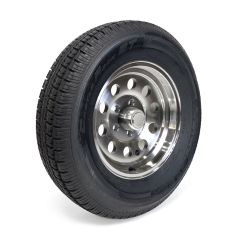 Pneu radial 225/75R15 10 plis LRE 2830 lbs Castle Rock et jante 15" 5 trous modulaire aluminium