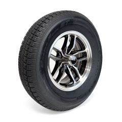 Pneu radial 225/75R15 10 plis LRE 2830 lbs Castle Rock et jante 15" 5 trous aluminium noir Osprey