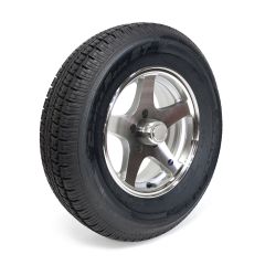 Pneu radial 225/75R15 10 plis LRE 2830 lbs Castle Rock et jante 15" 5 trous Five Star aluminium