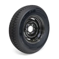 225/75R15 10 ply LRE 2830 lbs radial Castle Rock tire and 15" 6 holes black rim