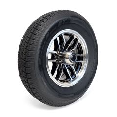 225/75R15 10 ply LRE 2830 lbs radial Castle Rock tire and 15" 6 holes black aluminum Osprey rim