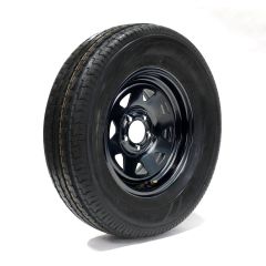 Pneu radial 225/75R15 6 plis LRC 2150 lbs Sterling et jante 15" 5 trous noire