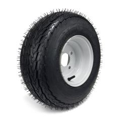 165/65-8 16 1/2" x 6 1/2" x 8" 6 ply LRC 785 lbs Roadguider tire and white 8" 4 holes rim