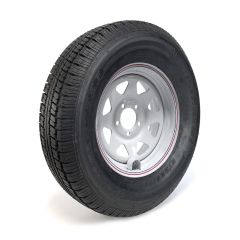 225/75R15 8 ply LRD 2540 lbs radial Castle Rock tire and 15" 5 holes rally rim with valve protector