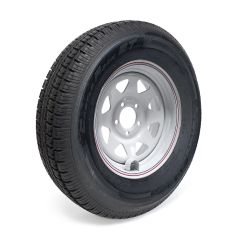 225/75R15 10 ply LRE 2830 lbs radial Castle Rock tire and 15" 5 holes rally rim with valve protector