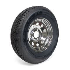 Pneu radial 225/75R15 10 plis LRE 2830 lbs Castle Rock et jante 15" 5 trous chrome