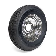 225/75R15 10 ply LRE 2830 lbs radial Castle Rock tire and 15" 6 holes chrome rim