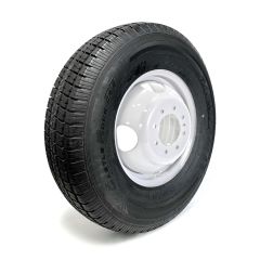 235/85R16 12 ply LRF 3960 lbs radial Castle Rock tire and 16" 8 holes white double rim