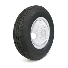 Pneu radial 235/80R16 10 plis LRE 3520 lbs Castle Rock et jante 16" 8 trous double blanche