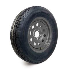 Pneu radial 205/75R15 6 plis LRC 1820 lbs Castle Rock et jante 15" 5 trous modulaire grise