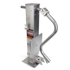 12K adjustable zinc plated jack sidewind handle with reinforced base and fixing plate RAM 12K adjustable zinc plated jack sidewind handle with reinforced base and fixing plate RAM