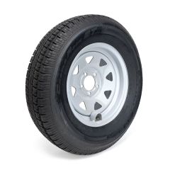 225/75R15 10 ply LRE 2830 lbs radial Castle Rock tire and 15" 5 holes rally rim with valve protector