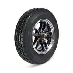 ST145R12 10 ply LRE 1520 lbs radial Hakuba tire and 12" 5 holes black aluminum Osprey rim