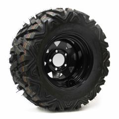 Pneu VTT 25/10-12 6 plis P350 Wanda Hakuba et jante de 12" 5 trous noire et protège valve