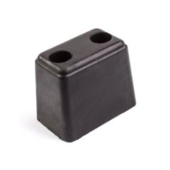4 3/4" x 3 1/16" x 3 3/4" with two 1/2" holes rubber bumper
