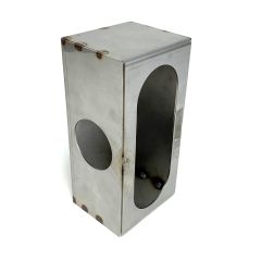 8" x 4 " x 3 1/2" stainless steel box for 6 1/2" x 2 1/4" oval light and 2" round (vertical)