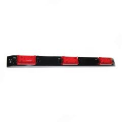 Barre de lumières LED de 17" x 1 1/2" triple rouge 3 diodes base en plastique