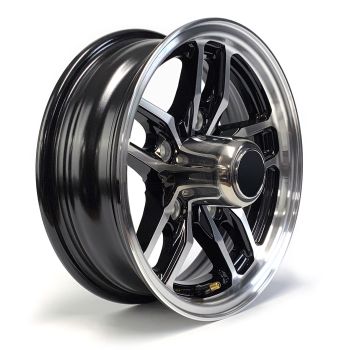 12" x 5" 5 holes 1520 lbs black aluminum Osprey rim and cap 12" x 5" 5 holes 1520 lbs black aluminum Osprey rim and cap