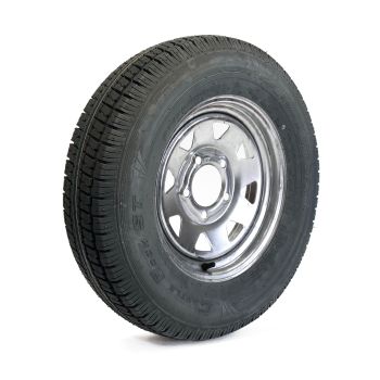 Pneu radial 175/80R13 6 plis LRC 1360 lbs Castle Rock et jante 13" 5 trous galvanisée