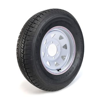 Pneu radial 225/75R15 8 plis LRD 2540 lbs Castle Rock et jante 15" 6 trous rally