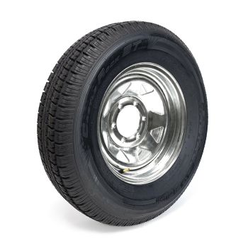 Pneu radial 225/75R15 10 plis LRE 2830 lbs Castle Rock et jante 15" 6 trous galvanisée