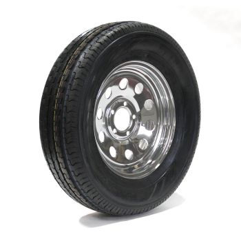 Pneu radial 225/75R15 6 plis LRC 2150 lbs Sterling et jante 15" 5 trous chrome Pneu radial 225/75R15 6 plis LRC 2150 lbs Sterling et jante 15" 5 trous chrome