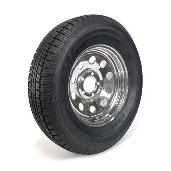 Pneu radial 225/75R15 8 plis LRD 2540 lbs Castle Rock et jante 15" 5 trous chrome Pneu radial 225/75R15 8 plis LRD 2540 lbs Castle Rock et jante 15" 5 trous chrome