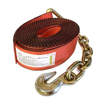 3" x 30' 5K red strap with chain and hook SMARTOW