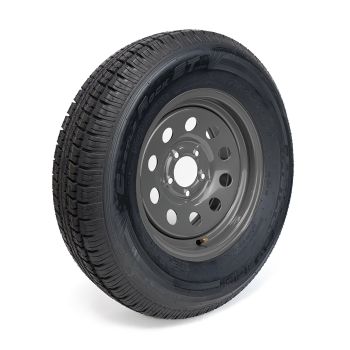 Pneu radial 225/75R15 10 plis LRE 2830 lbs Castle Rock et jante 15" 5 trous grise Pneu radial 225/75R15 10 plis LRE 2830 lbs Castle Rock et jante 15" 5 trous grise