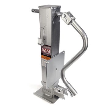 12K adjustable zinc plated jack sidewind handle with reinforced base and fixing plate RAM 12K adjustable zinc plated jack sidewind handle with reinforced base and fixing plate RAM