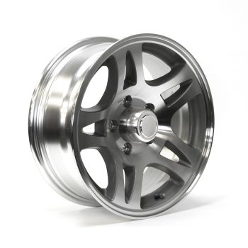15" x 6" 5 holes 2150 lbs S5-model aluminum rim and cap 15" x 6" 5 holes 2150 lbs S5-model aluminum rim and cap