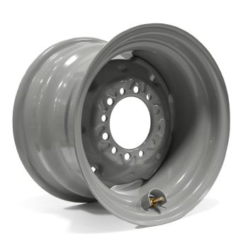 Jante 15" x 10" 6 trous 3000 lbs universelle agricole grise et protège-valve Jante 15" x 10" 6 trous 3000 lbs universelle agricole grise et protège-valve