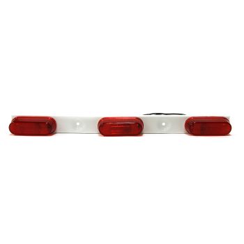 Red light bar on white metal base