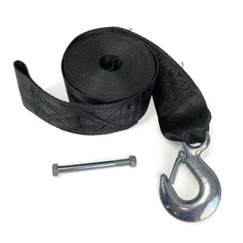 2 1/2" x 24' 3.2K black winch strap with hook